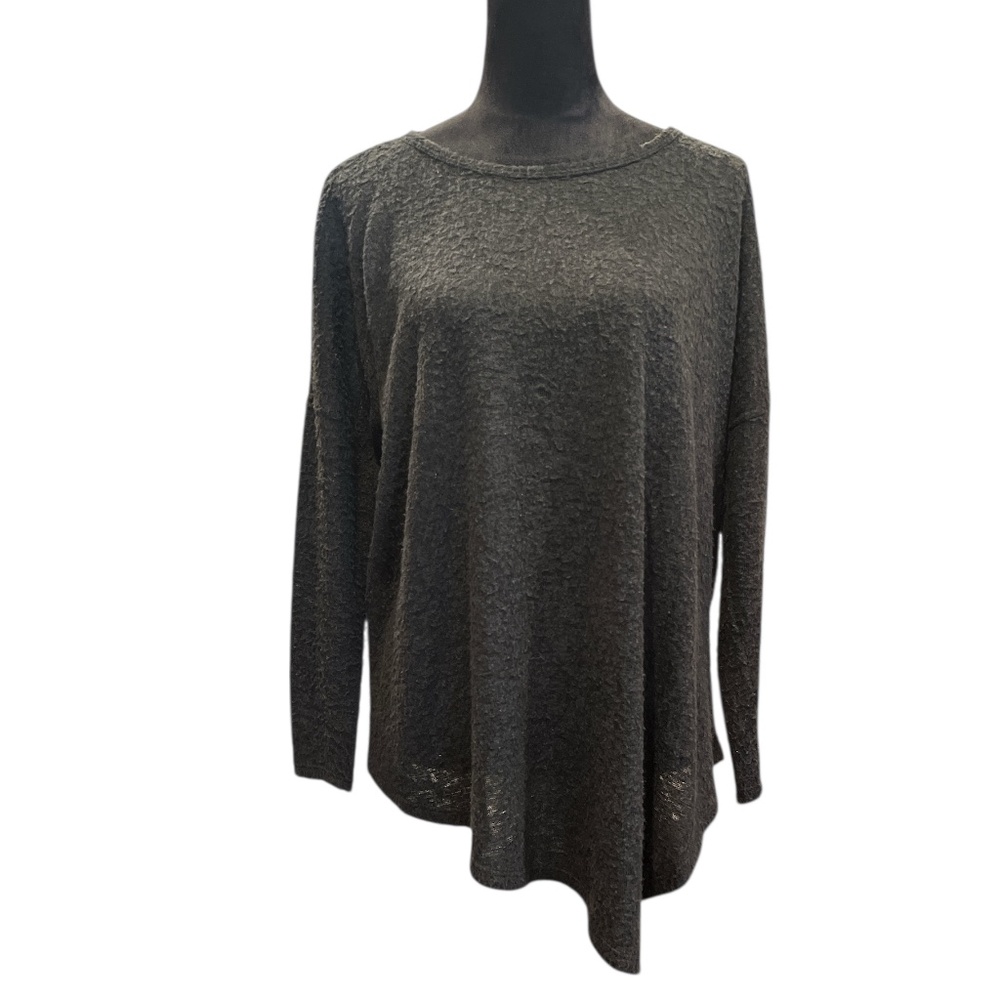 Bobeau Black Asymmetrical Hem 3/4 Sleeve Sweater S